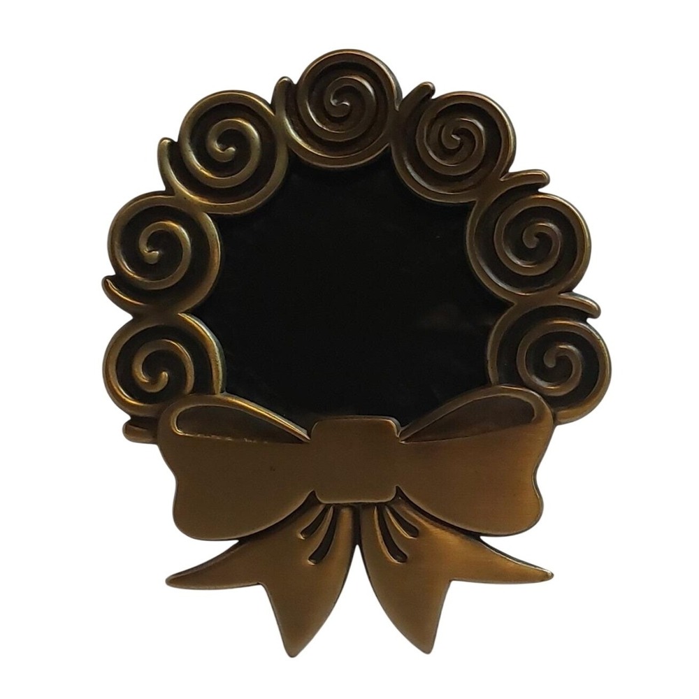 Vintage Style Bronze Bow Swirl Miniature Round Picture Frame Tabletop Decor